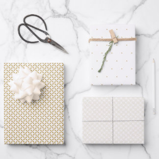 Geo Dot Connected Weave Gold en White Inpakpapier Vel