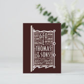 Geo. E. Thomas & Sons Brattleboro VT Logo Briefkaa Briefkaart (Staand voorkant)