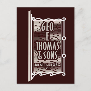 Geo. E. Thomas & Sons Brattleboro VT Logo Briefkaa Briefkaart