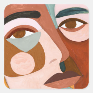 Geo Face Upclose Vierkante Sticker