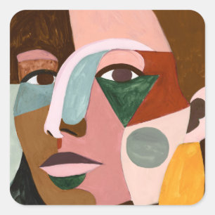 Geo Face Vierkante Sticker