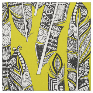 Geo Feathers Chartreuse Stof