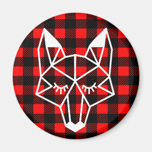 Geo Fox & Rustic Black Red Buffalo Check Pset Magneet