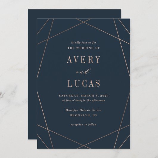 Geo Frame COULEUR ÉDITABLE Faire-part de mariage G (Devant / Derrière)