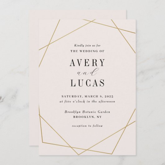 Geo Frame COULEUR ÉDITABLE Faire-part de mariage G (Devant / Derrière)