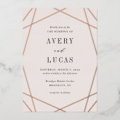Geo Frame Foil Editable Color Faire-part de mariag (Recto)