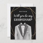 Geo Gold Tuxedo Groomsman Request Card Kaart (Voorkant)
