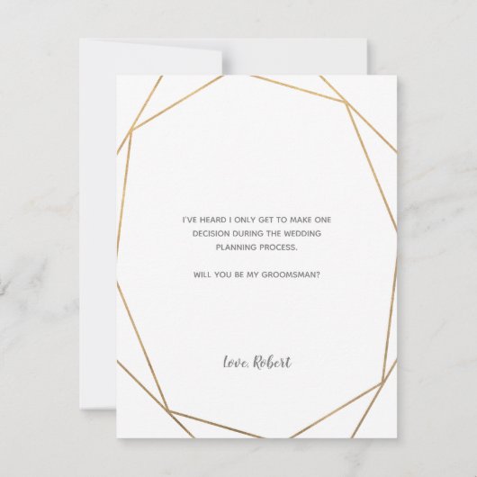 Geo Gold Tuxedo Groomsman Request Card Kaart (Achterkant)