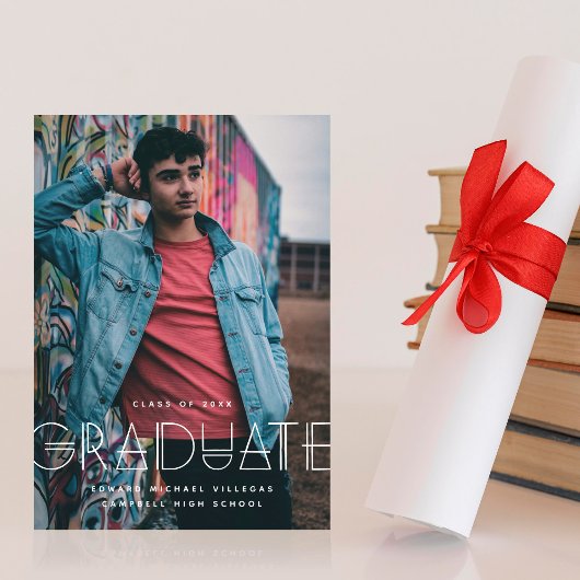 Geo Grad Modern Typography Graduation Announcement Save The Date
