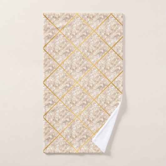 GEO GRID BLOCK GOLD BRONZE BATHROOM TOWEL SET BAD HANDDOEK (Handdoek)