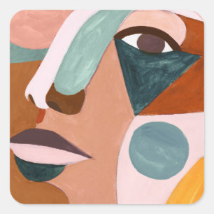 Geo Half Face Vierkante Sticker