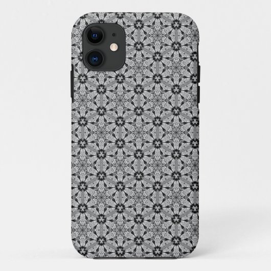 Geo Hexagon Black + Silver Pattern iPhone 5 Hoesje (Achterkant)