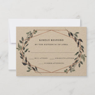 Geo Kraft verdoyant Rose Gold Wedding RSVP
