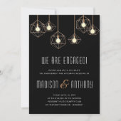 Geo Licht Modern Black Geometric Engagement Party Kaart (Voorkant)