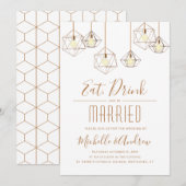 Geo Lights Eet Drink en Getrouwd Witte Huwelijk Kaart (Voorkant / Achterkant)