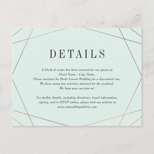 Geo Lijst bruiloft - Enclosure Card Briefkaart (Voorkant)