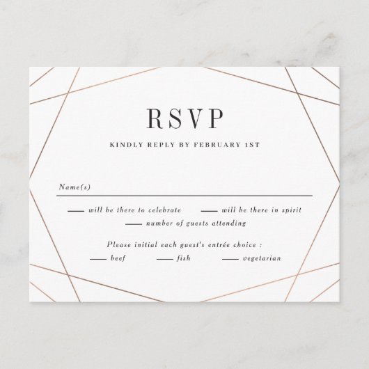 Geo Lijst Wedding RSVP Reply Card Briefkaart (Voorkant)