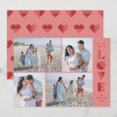 Geo Love 4-Photo Carte Saint-Valentin - Rose (Devant / Derrière)