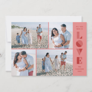 Geo Love 4-Photo Carte Saint-Valentin - Rose