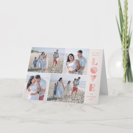 Geo Love 4-Photo Carte Saint Valentin - Saumon (Devant)