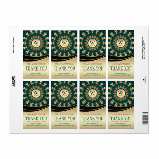 Geo Pareltjes Monogram Dank u Sticker Labels (Full Sheet)