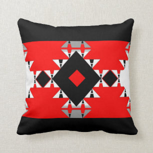 Geo-Romance op zwart/wit/grijs/rood Kussen