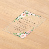 Geo Roze Bloemen Heldere Acryl Bloemen Quinceanera Acryl Uitnodigingen (Laagn)