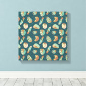 Geo-stap buiten | Blauw patroon Canvas Afdruk (Insitu (Houten vloer))