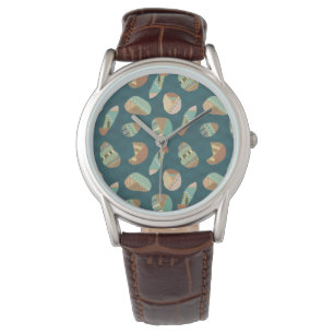 Geo-stap buiten Blauw patroon Horloge