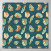 Geo-stap buiten | Blauw patroon Poster (Voorkant)