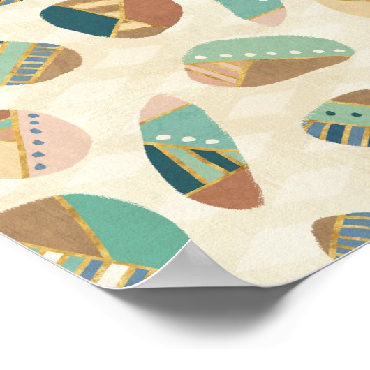 Geo-stap buiten | Blauwgroen patroon Poster (Hoek)