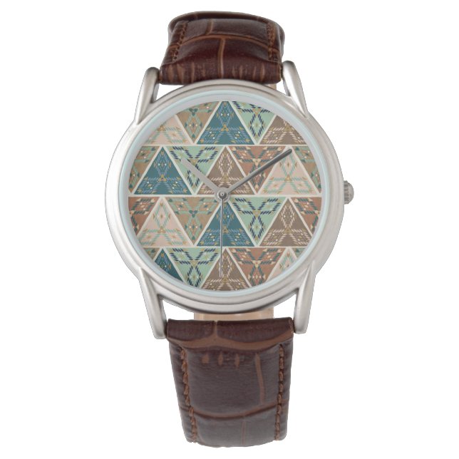Geo-stap buiten | Geometrisch patroon Horloge (Voorkant)