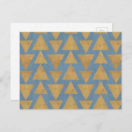Geo-stap buiten | Goud en blauw patroon Briefkaart (Voorkant / Achterkant)