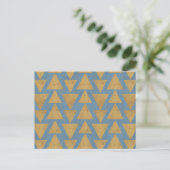 Geo-stap buiten | Goud en blauw patroon Briefkaart (Staand voorkant)