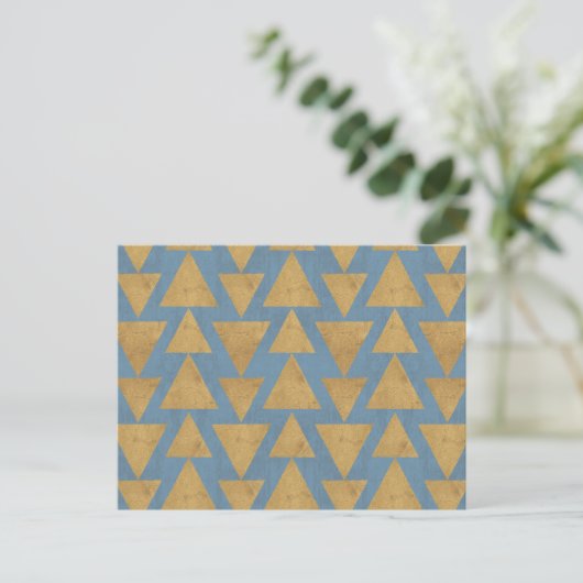 Geo-stap buiten | Goud en blauw patroon Briefkaart (Staand voorkant)