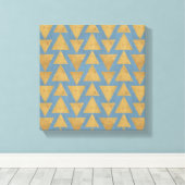 Geo-stap buiten | Goud en blauw patroon Canvas Afdruk (Insitu (Houten vloer))