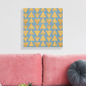 Geo-stap buiten | Goud en blauw patroon Canvas Afdruk (Insitu (Woonkamer))