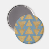 Geo-stap buiten | Goud en blauw patroon Magneet (Voorkant / Achterkant)