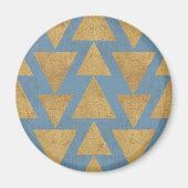 Geo-stap buiten | Goud en blauw patroon Magneet (Voorkant)