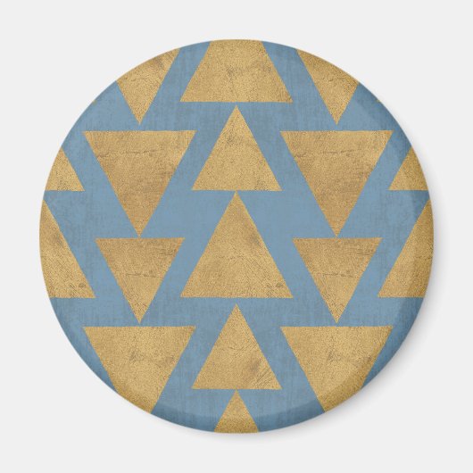 Geo-stap buiten | Goud en blauw patroon Magneet (Voorkant)