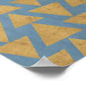 Geo-stap buiten | Goud en blauw patroon Poster (Hoek)