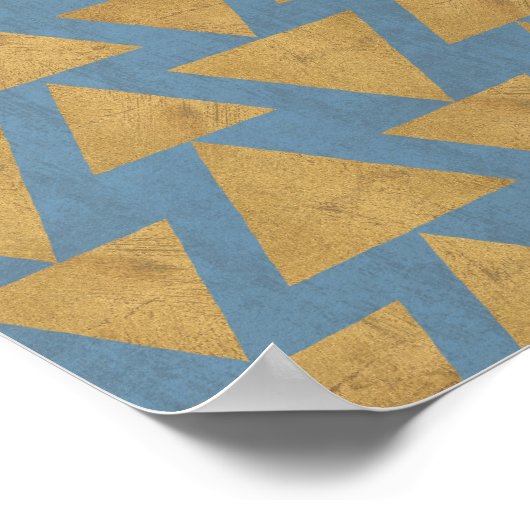 Geo-stap buiten | Goud en blauw patroon Poster (Hoek)