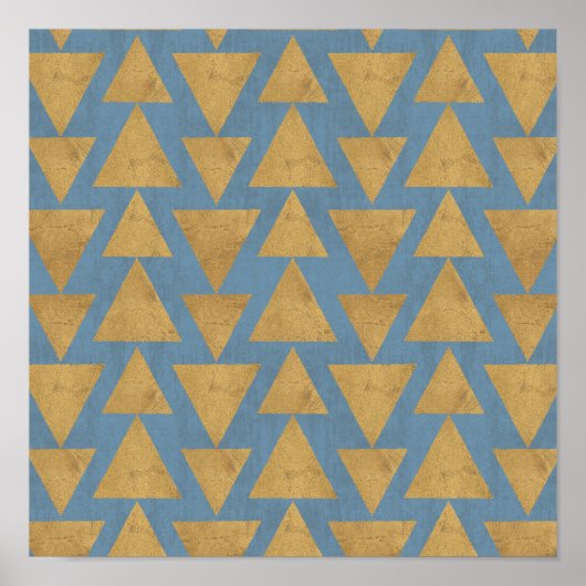 Geo-stap buiten | Goud en blauw patroon Poster (Voorkant)