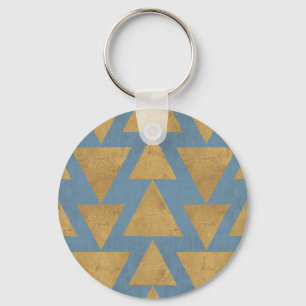 Geo-stap buiten   Goud en blauw patroon Sleutelhanger