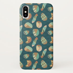 Geo-stap buitenshuis   Blauw patroon iPhone X Hoesje