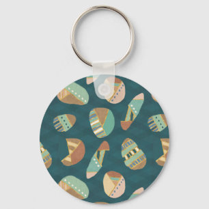 Geo-stap buitenshuis   Blauw patroon Sleutelhanger