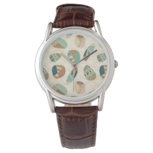 Geo-stap buitenshuis Blauwgroen patroon Horloge