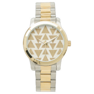 Geo-stap buitenshuis   Gold Geometric Pattern Horloge