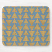 Geo-stap buitenshuis | Goud en blauw patroon Muismat (Voorkant)