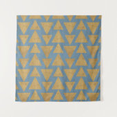 Geo-stap buitenshuis | Goud en blauw patroon Wandkleed (Voorkant (horizontaal))